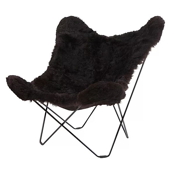 cuero - Iceland Mariposa Butterfly Chair Sessel - schwarz/Island Lammfell S günstig online kaufen