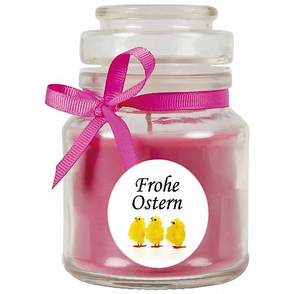 HS Candle Duftkerze & Glas Frohe Ostern Bonbon Ø7 cm Lavendel Küken günstig online kaufen