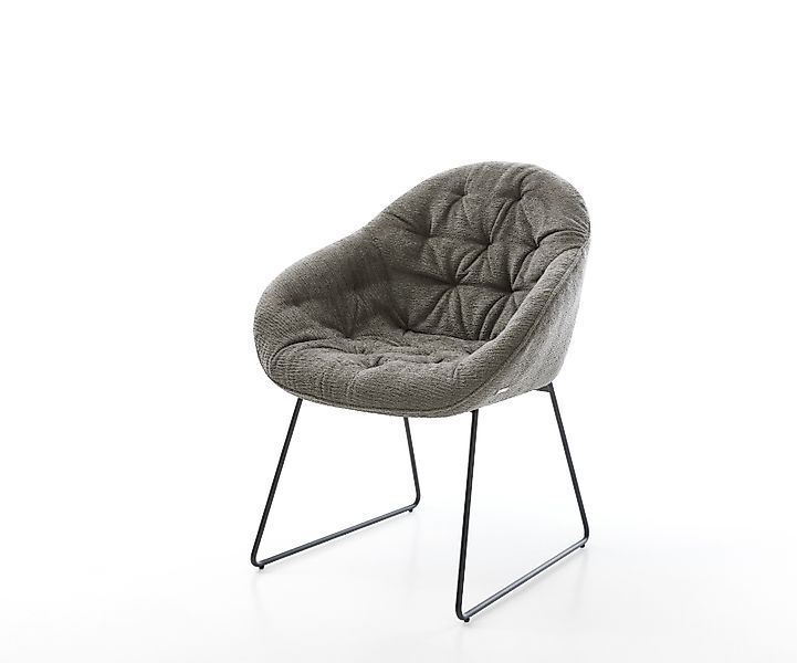 Esszimmerstuhl Gaio-Flex Bouclé Soft Schlamm Kufengestell Schwarz günstig online kaufen