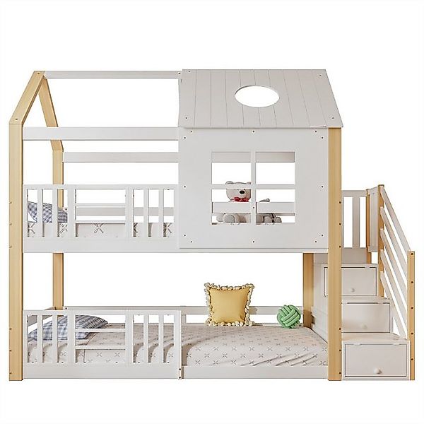XDOVET Kinderbett Etagenbett mit Aufbewahrungstreppe,Hausbett, Kinderbett, günstig online kaufen
