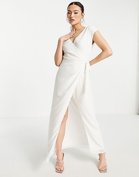 NA-KD – Maxi-Wickelkleid in Weiß günstig online kaufen