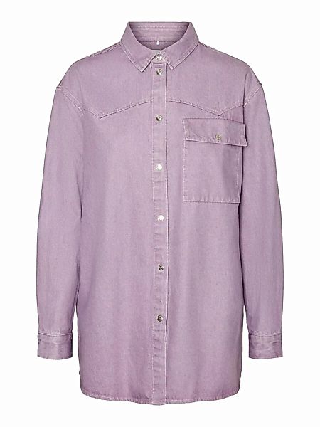 NOISY MAY Lang Jeanshemd Damen Violett günstig online kaufen