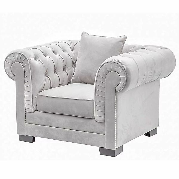 Sessel Chesterfield Classic Velvet Light Grey, 118 x 96 x 77 cm günstig online kaufen