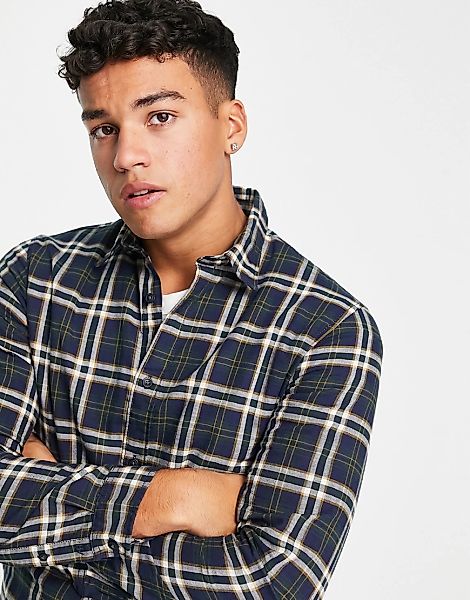Selected Homme – Marineblau kariertes Hemd aus Bio-Baumwolle günstig online kaufen