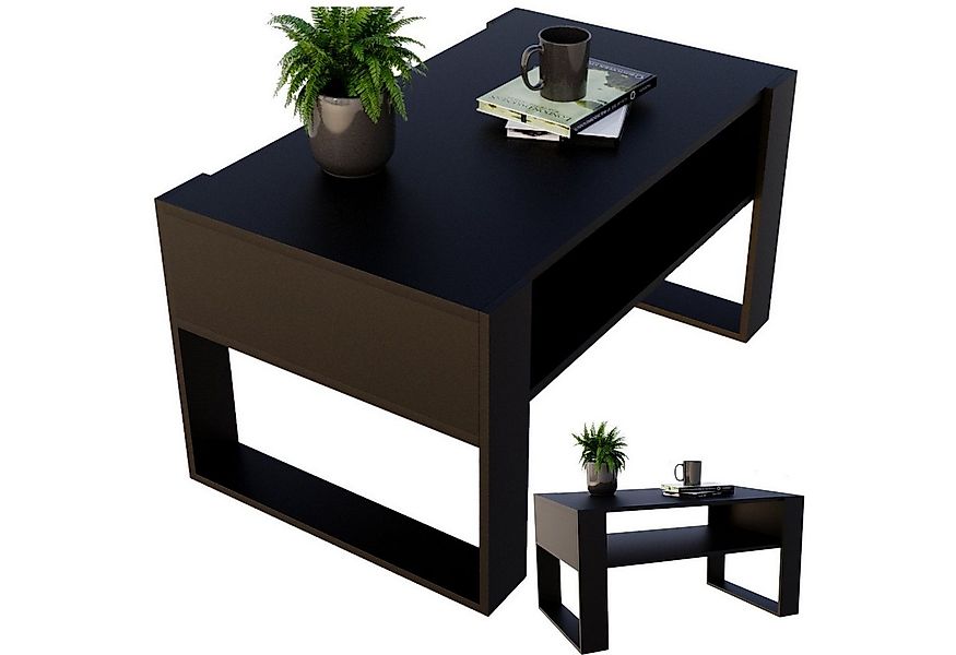 CraftPAK Couchtisch Wohnzimmer Tisch für Couch - mit zusätzlicher Ablageflä günstig online kaufen