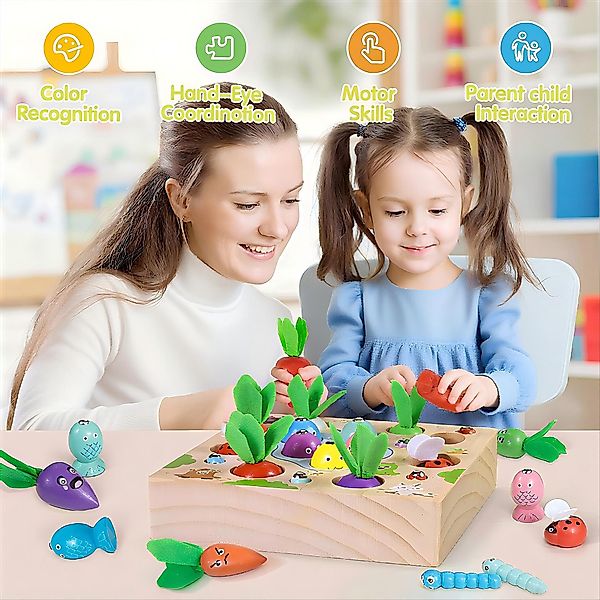 POPOLIC Lernspielzeug Karotten Steckspiel Holz, Magnetische günstig online kaufen