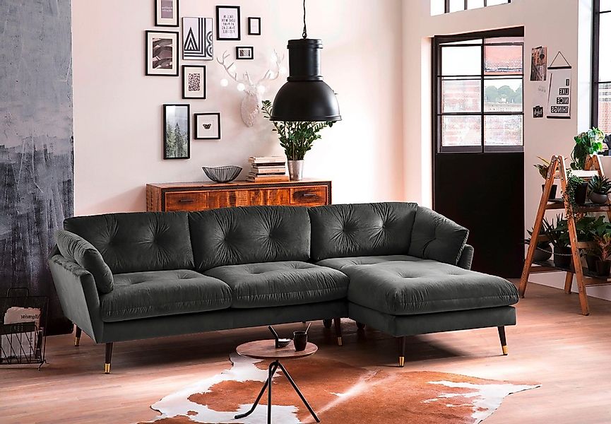 Trends by HG Ecksofa »Japan L-Form«, mit Fuß in Holz-Metallkombination, Rec günstig online kaufen