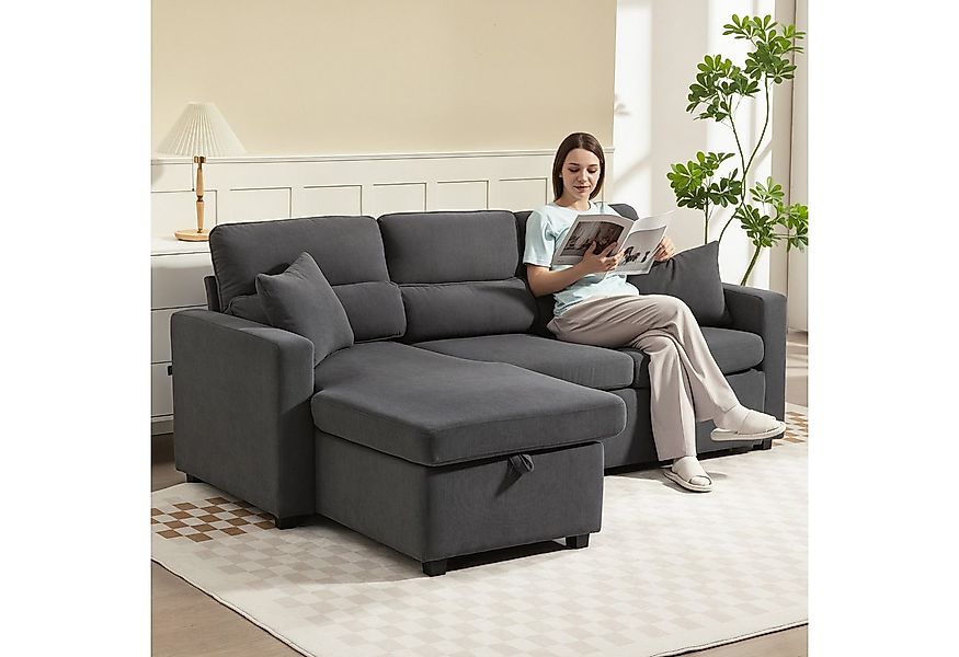 HOMCOM Ecksofa Sofa mit Schlaffunktion, Ecksofa 1 Teile, mit Stauraum, Beig günstig online kaufen