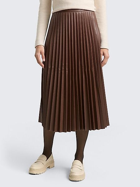 TOM TAILOR Sommerrock Röcke Plissee Midi-Rock in Lederoptik günstig online kaufen