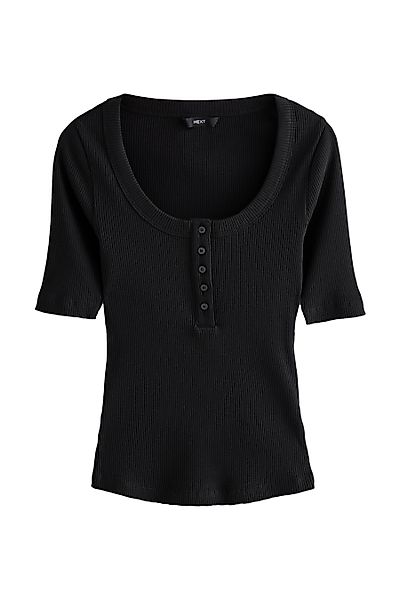 Next Henleyshirt Geripptes Henley-Kurzarmoberteil mit Knöpfen günstig online kaufen