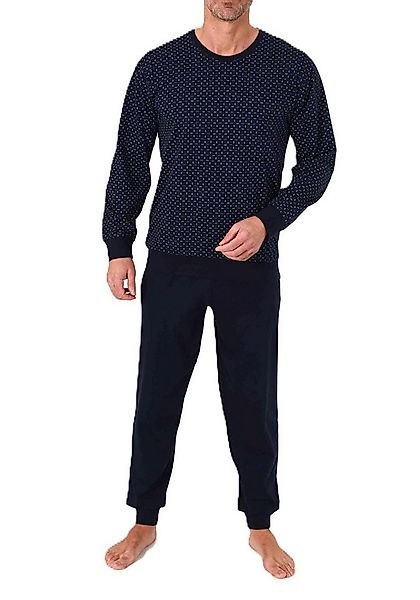 Normann Pyjama Normann Herren Schlafanzug lang mit Bündchen in Minimal Prin günstig online kaufen