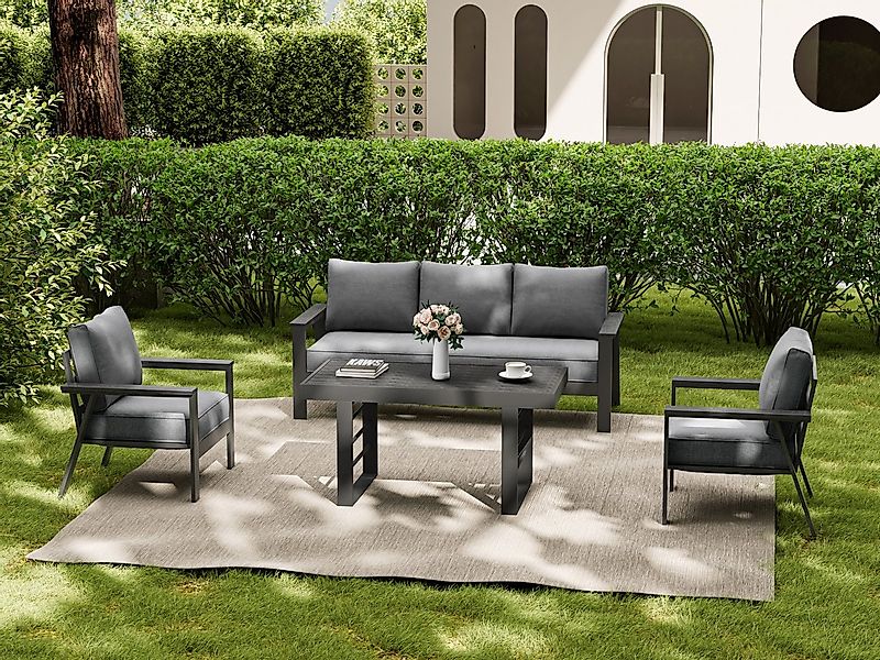 MeXo Gartenlounge-Set Aluminium 5-6 Personen, (wetterfestes Gartenmöbel Set günstig online kaufen