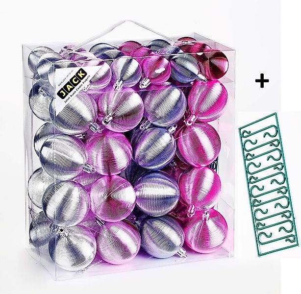 JACK Christbaumschmuck JACK by Inge 50x Kunststoff Kugeln Pink Silber Chris günstig online kaufen