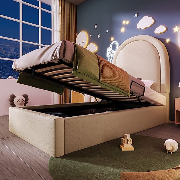 Flieks Polsterbett, Hydraulisches Kinderbett Einzelbett 90x200cm günstig online kaufen