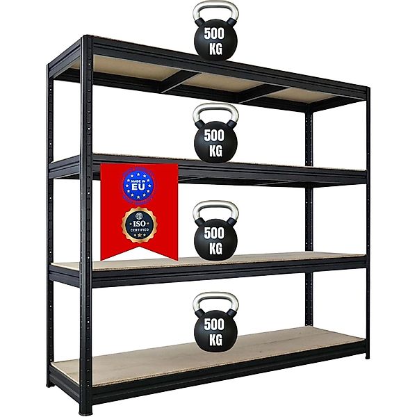 PROREGAL Schwerlastregal Dino HxBxT 180x200x60cm 4 Spanplatten-Ebenen 16mm günstig online kaufen