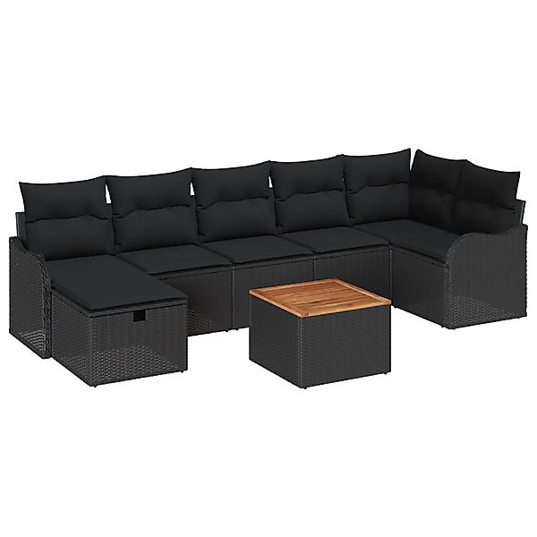 vidaXL Garten-Sofa-Set mit Kissen 8-Tlg Schwarz Poly Rattan 3360824 günstig online kaufen