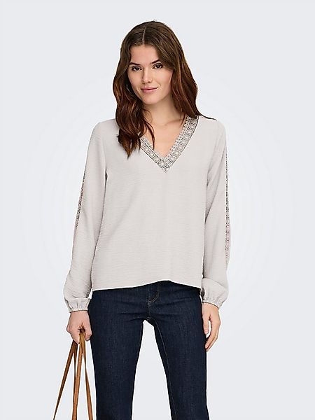 ONLY Langarmbluse ONLGREGOR METTE LS LACE TOP WVN Kunstfaser, regular fit, günstig online kaufen