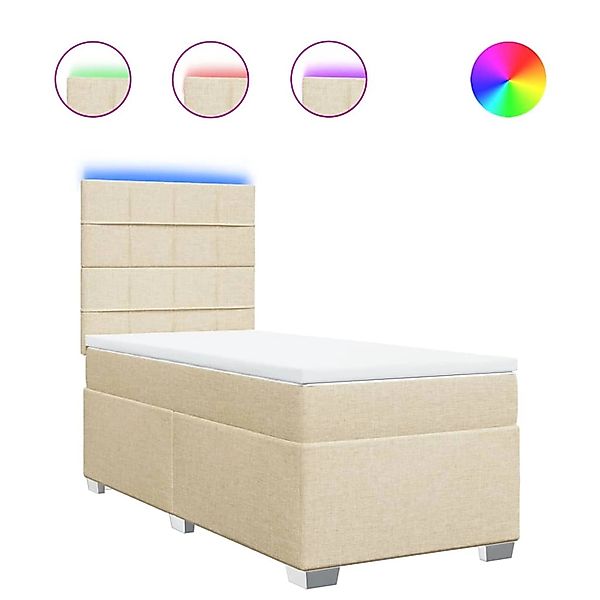 vidaXL Boxspringbett mit Matratze Creme 100x200 cm Stoff 3292704 günstig online kaufen