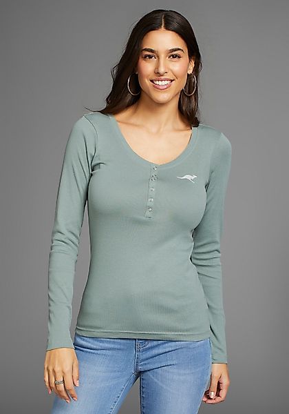 KangaROOS Langarmshirt krempelbare Ärmel, figurbetonter Schnitt, günstig online kaufen