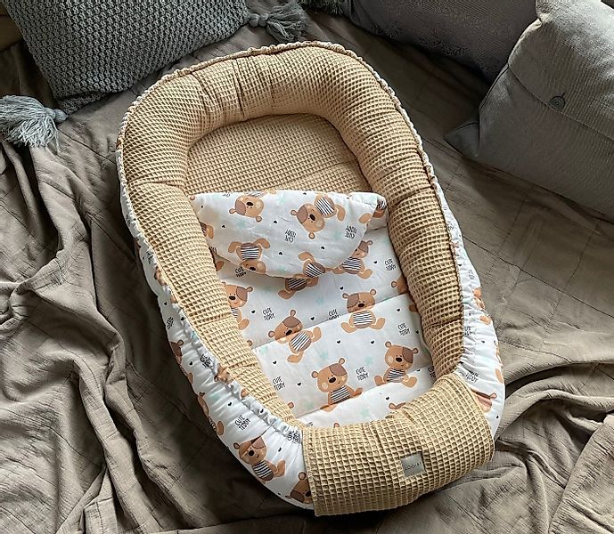 Loolay Bettnestchen TAUPE WAFFELPIQUE Braun TEDDY Baumwolle BABYNEST Babyko günstig online kaufen
