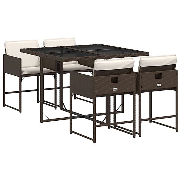 vidaXL 5-Tlg Garten-Essgruppe mit Kissen Braun Poly Rattan 3211257 günstig online kaufen