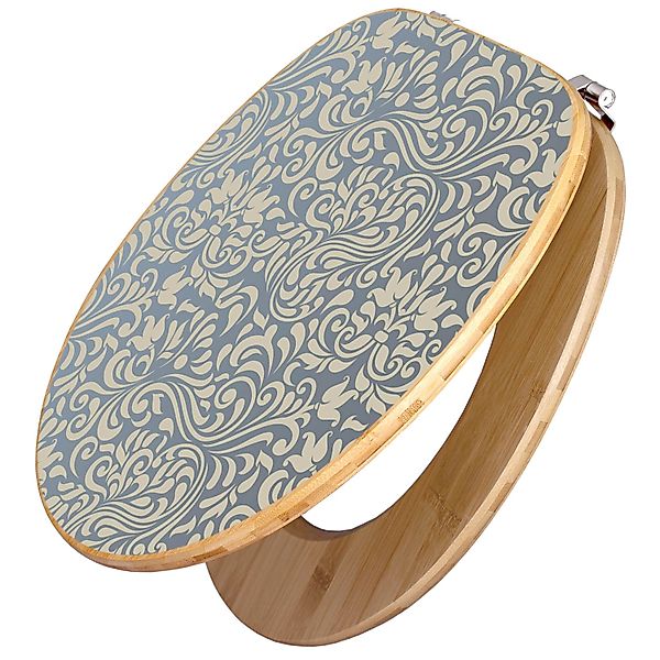 banjado WC-Sitz Bambus Motiv Blaues Ornament (umweltfreundliches Material, günstig online kaufen