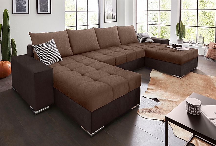 COLLECTION AB Wohnlandschaft "Josy XL U-Form, Breite: 313 cm" mit Bettfunkt günstig online kaufen