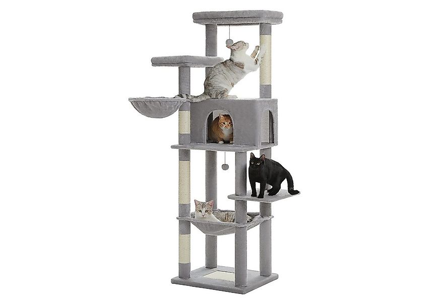 PETEPELA Kratzbaum Großer 186cm hoher Katzenturm aus Holz mit 2 geräumigen günstig online kaufen