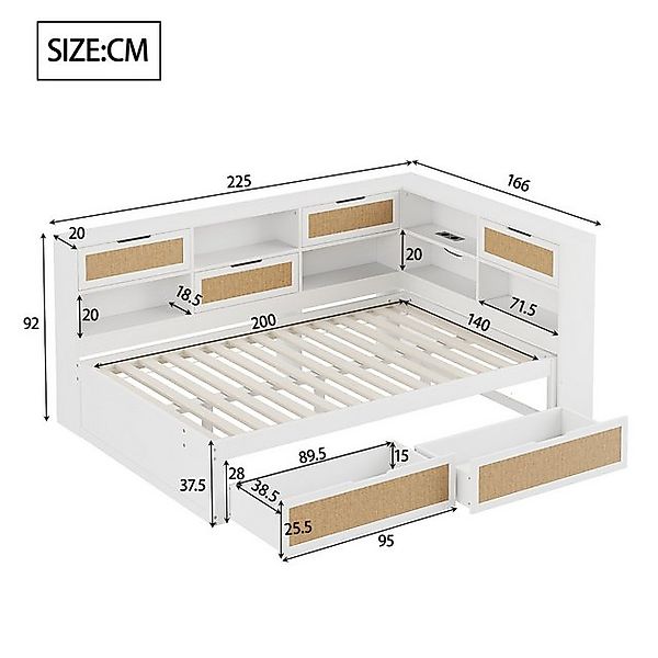 Ulife Stauraumbett Daybett Holzbett Einzelbett Kinderbett mit 2 Schubladen günstig online kaufen