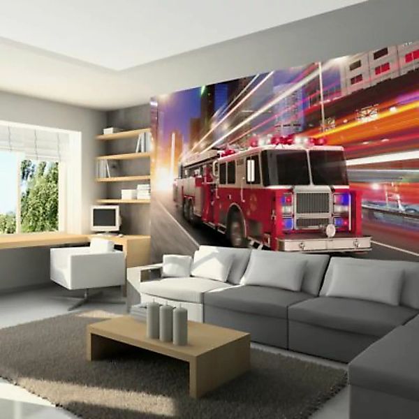 artgeist Fototapete Fire truck mehrfarbig Gr. 350 x 245 günstig online kaufen