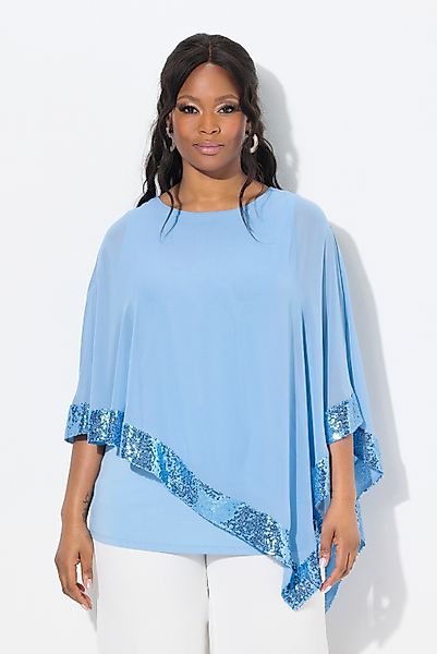 Ulla Popken Druckbluse Bluse Chiffon-Überwurf U-Boot-Ausschnitt günstig online kaufen