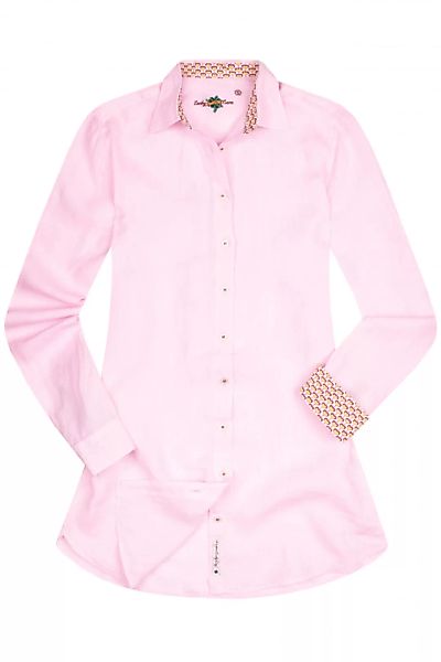Rosafarbenes Shirt für Retro-Girls - Leinen Bluse - Longbluse günstig online kaufen