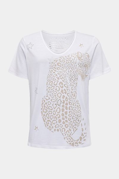 six-o-seven T-Shirt T-Shirt mit beigen Leopard-Print günstig online kaufen