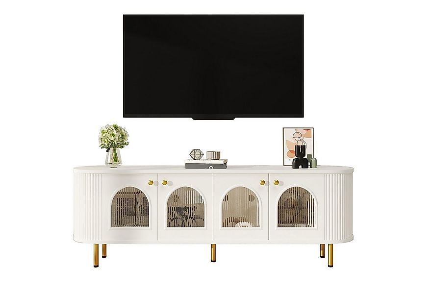 OKWISH Lowboard TV-Schrank mit luxuriöse Golddetails, praktische Kabelführu günstig online kaufen