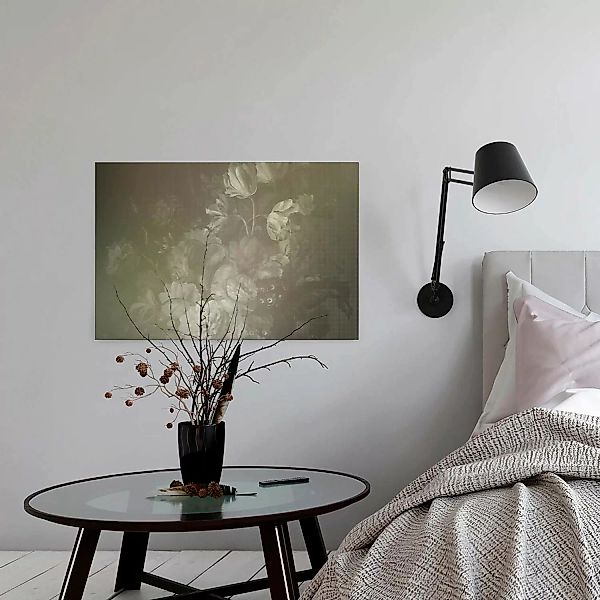 Bricoflor Graues Wandbild Mit Blumen Ölgemälde Leinwand Bild Mit Rosen Und günstig online kaufen