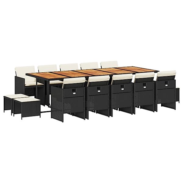 vidaXL 15-Tlg Garten-Essgruppe mit Kissen Schwarz Poly Rattan 3210639 günstig online kaufen