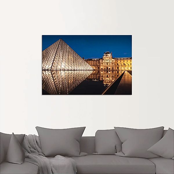 Artland Alu-Dibond-Druck »Glaspyramide Musée du Louvre, Paris«, Gebäude, (1 günstig online kaufen