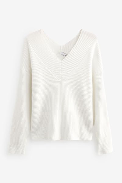 Next V-Ausschnitt-Pullover Ripp-Oberteil mit V-Ausschnitt (1-tlg) günstig online kaufen