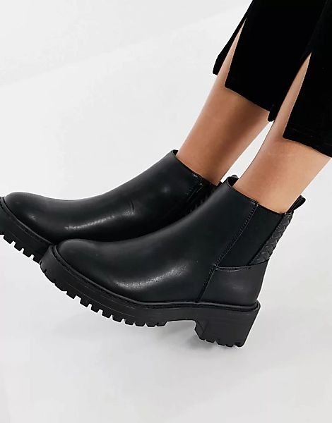 Schuh – Adeline – Chelsea-Stiefel mit dicker Sohle in Schwarz günstig online kaufen
