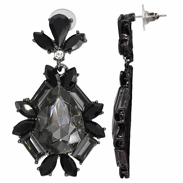 Steuer Paar Ohrstecker "Metall Glasstein Schwarz" günstig online kaufen