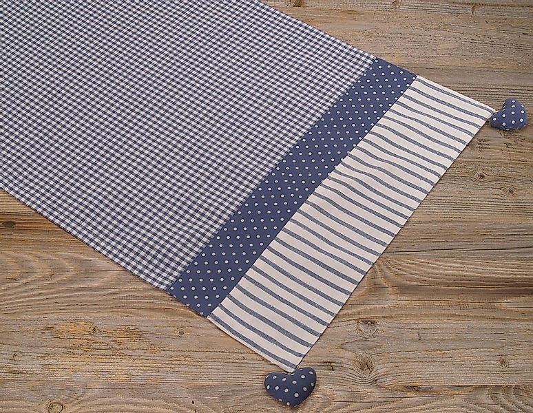 matches21 HOME & HOBBY Tischdecke Tischläufer LINA Landhaus Herz blau, 100 günstig online kaufen