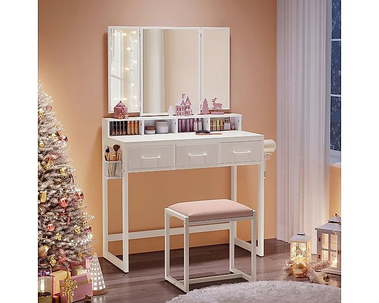 VASAGLE Schminktisch Frisiertisch mit Dreispiegel, 3 Schubladen, Haartrockn günstig online kaufen