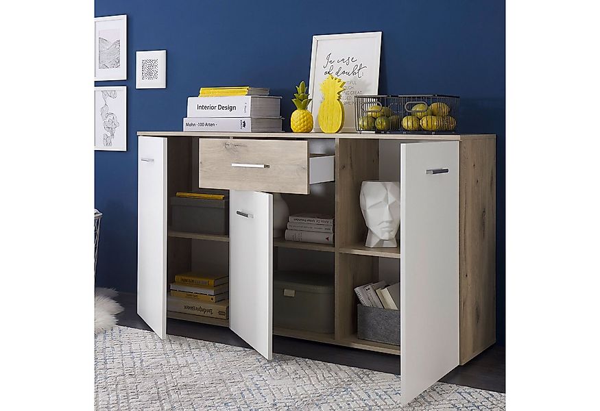 Bega Consult Sideboard Sideboard BZ5095 weiß Eiche 3 Türen günstig online kaufen