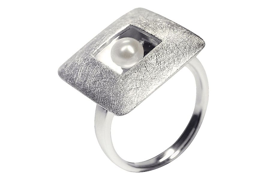 SILBERMOOS Silberring Ring "Quadrat mit Perle", günstig online kaufen