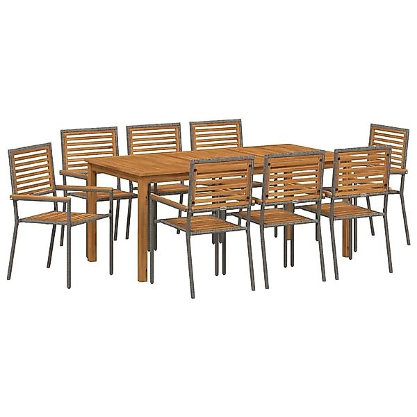 vidaXL Garten Essgruppe 9-Tlg Grau Poly Rattan 3365545 günstig online kaufen