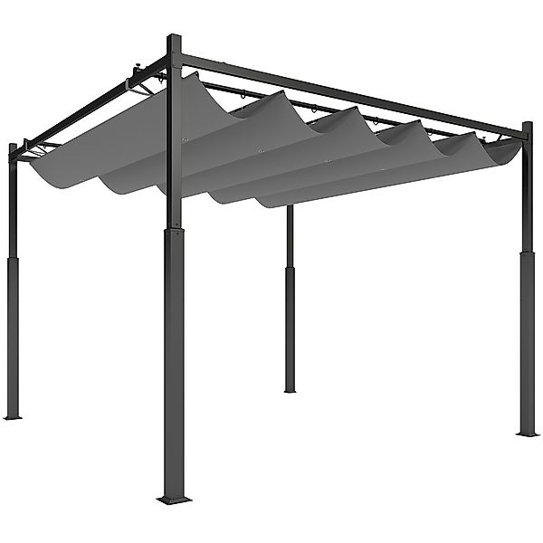 Outsunny Pergola ca. 3x3 m Freistehend Terrassenüberdachung mit Schiebedach günstig online kaufen