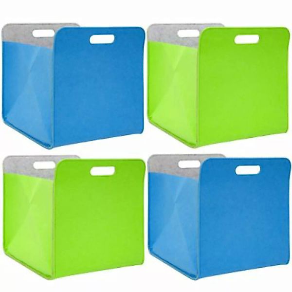 Dune Design® Aufbewahrungsbox 4er Set Cube Filz Apfelgrün/Blau 33x38x33cm m günstig online kaufen
