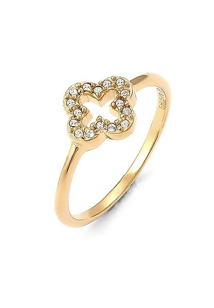Elli Fingerring Kleeblatt Weiß 925 Sterling Silber, mit Kristallen von Swar günstig online kaufen