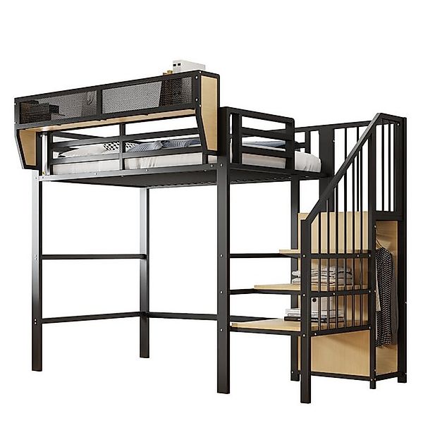 MODFU Hochbett Funktionsbett Kinderbett (90x200 cm mit Regal & Sicherheitsl günstig online kaufen