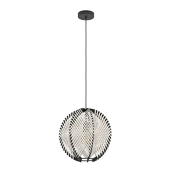 Eglo Pendelleuchte Waverton 1-flammig Schwarz-Weiß Ø 40 cm günstig online kaufen